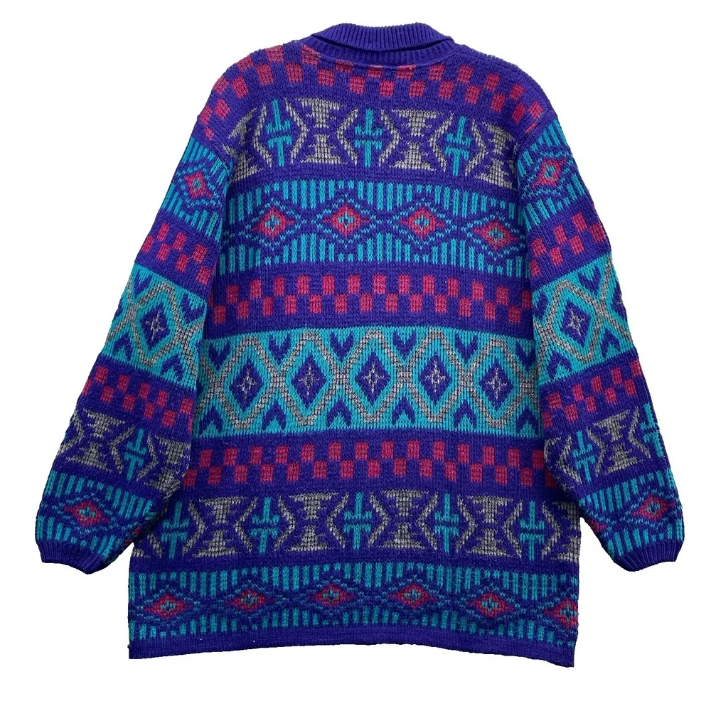Vintage Alfred Dunner Sweater Mens Large Purple Cosby‎ Coogi Style 80s 90s Knit